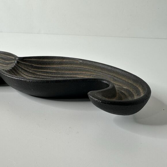 Cast Iron Mustache Trinket Dish 12x3" Whimsical Catchall Coins Keys Jewelry Tray - Picture 3 of 13